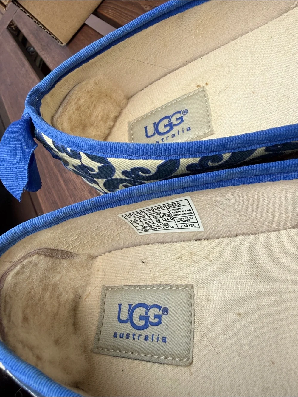 UGG Blue & Natural Scroll Espadrille Slip-Ons